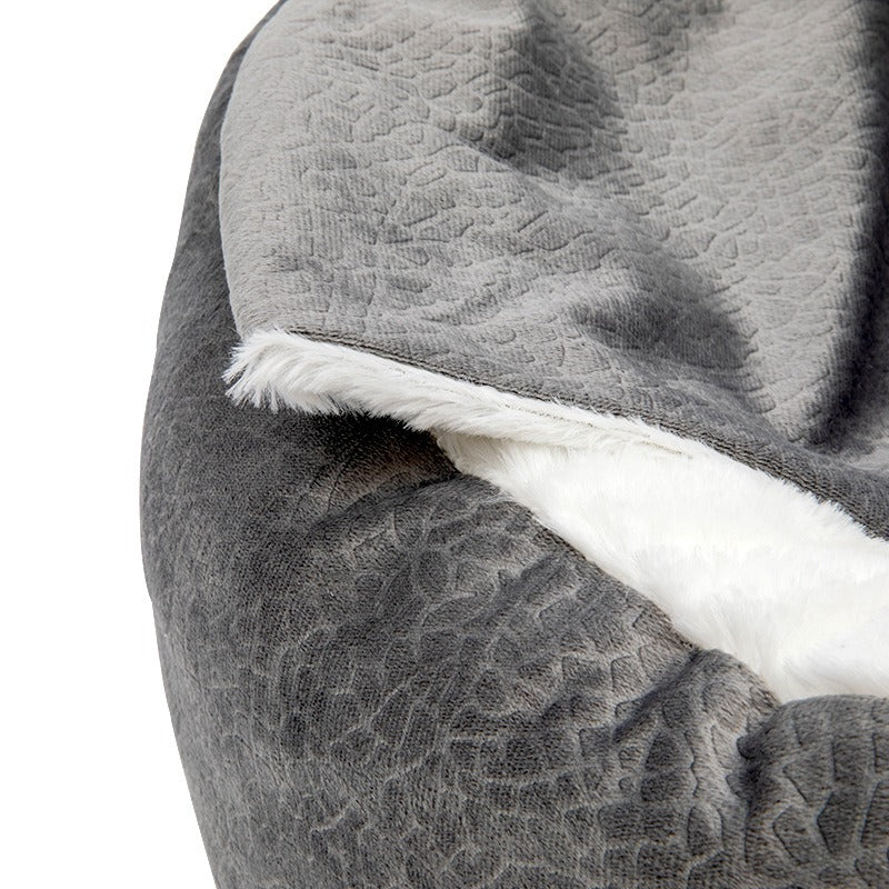 Enclosed Plush Cat Bed for Cozy, Calming Indoor Sleep