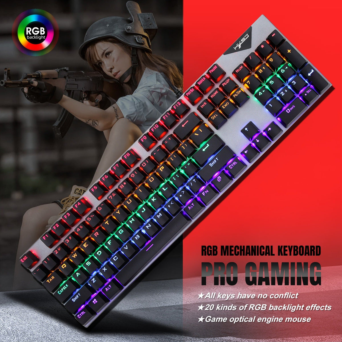 Wired RGB Gaming Keyboard and Mouse Set with 104 Keys