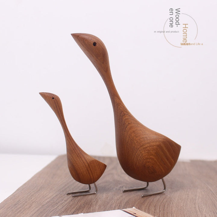 Wooden Swan Figurines for Warm Nordic Tabletop Decor