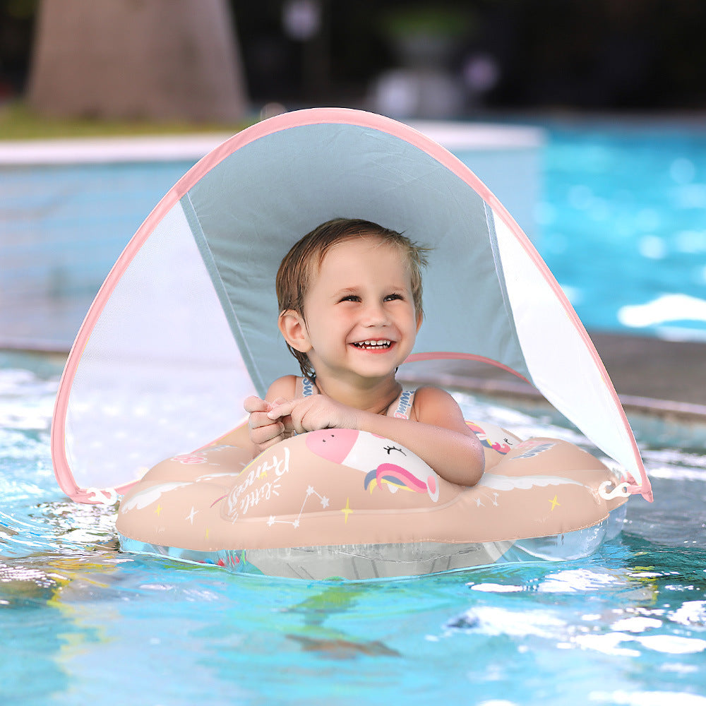Baby Swimming Float with SPF 50+ Removable Sun Canopy