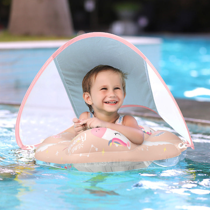 Baby Swimming Float with SPF 50+ Removable Sun Canopy