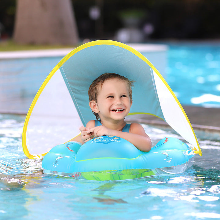 Baby Swimming Float with UPF 50+ Removable Sun Canopy
