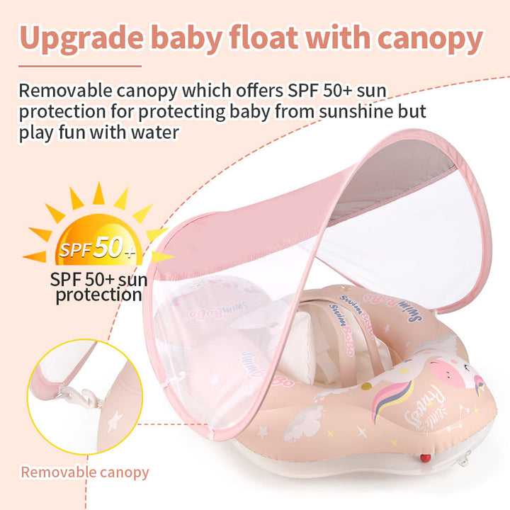 Baby Swimming Float with SPF 50+ Removable Sun Canopy