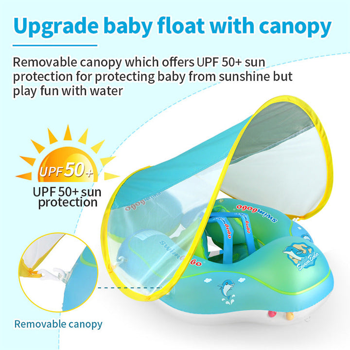 Baby Swimming Float with UPF 50+ Removable Sun Canopy