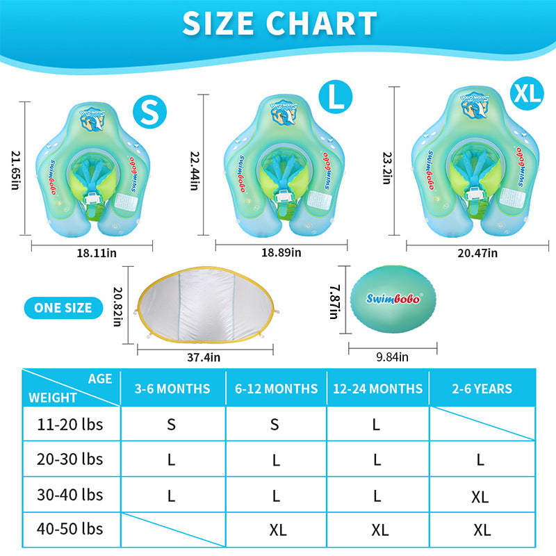 Baby Swimming Float with UPF 50+ Removable Sun Canopy
