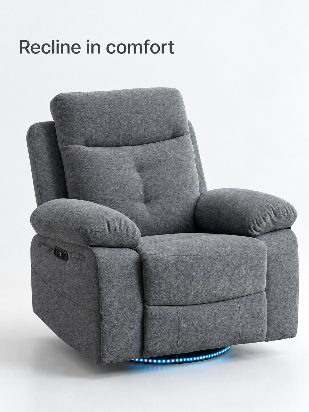 Swivel Electric Recliner Chair with LED Glow & USB-C