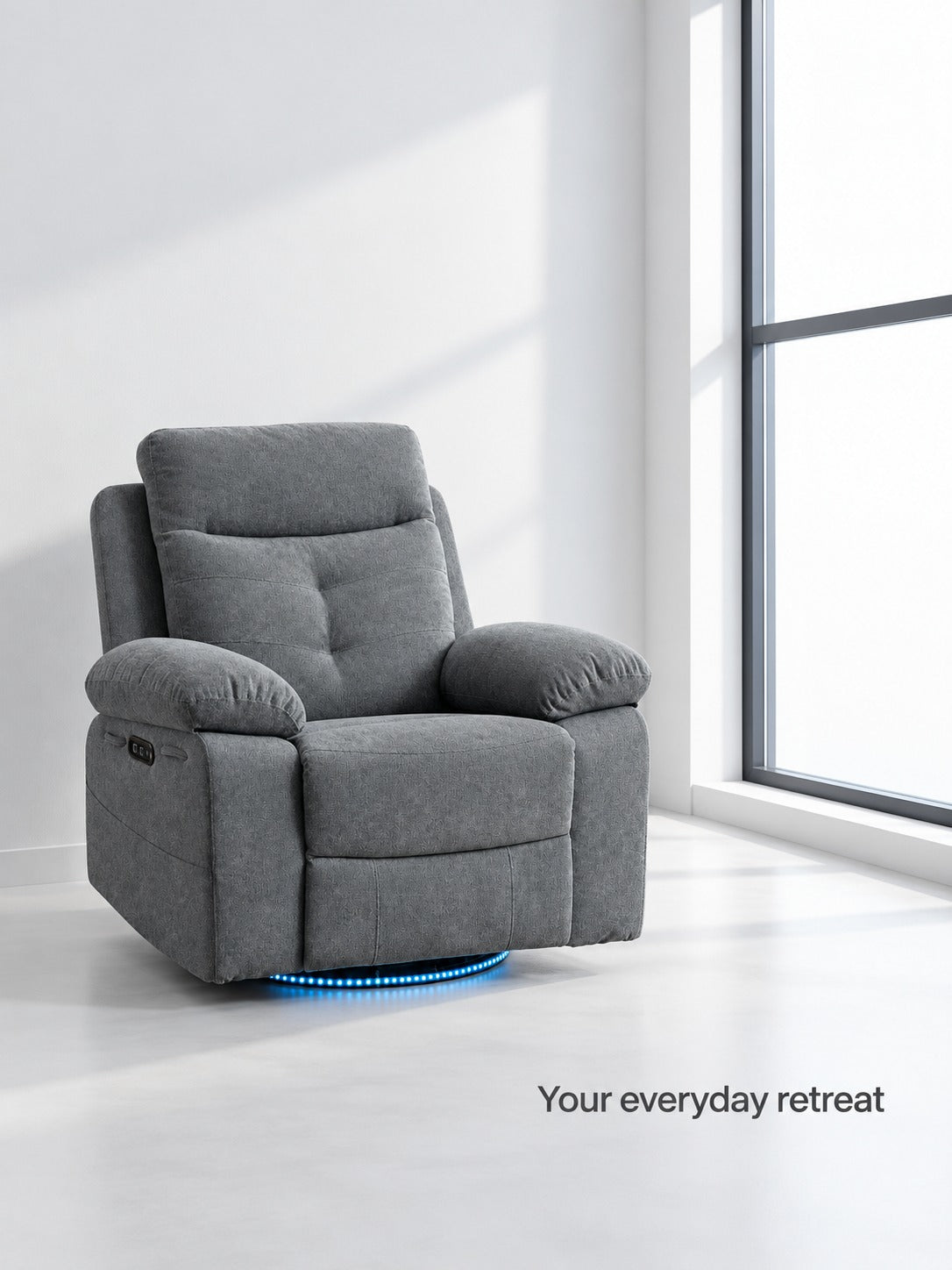 Swivel Electric Recliner Chair with LED Glow & USB-C