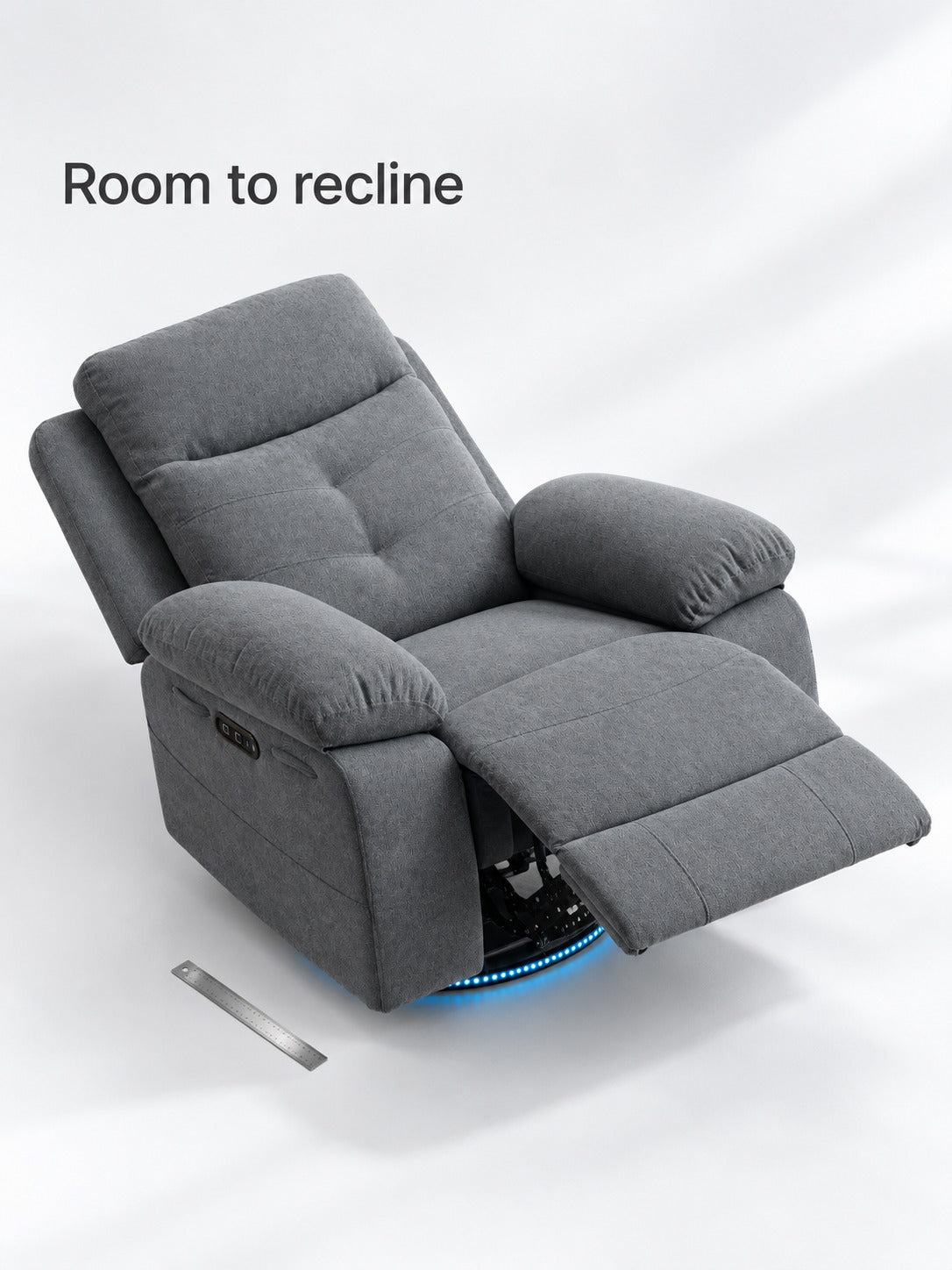 Swivel Electric Recliner Chair with LED Glow & USB-C