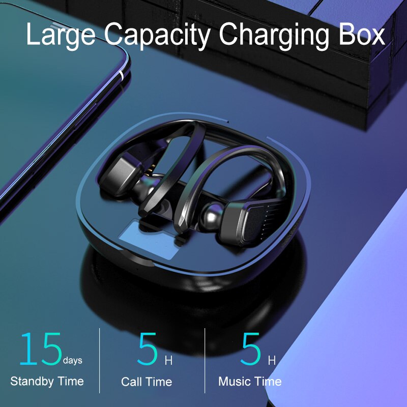 Sport Wireless Earbuds with LED Battery Display, IPX5