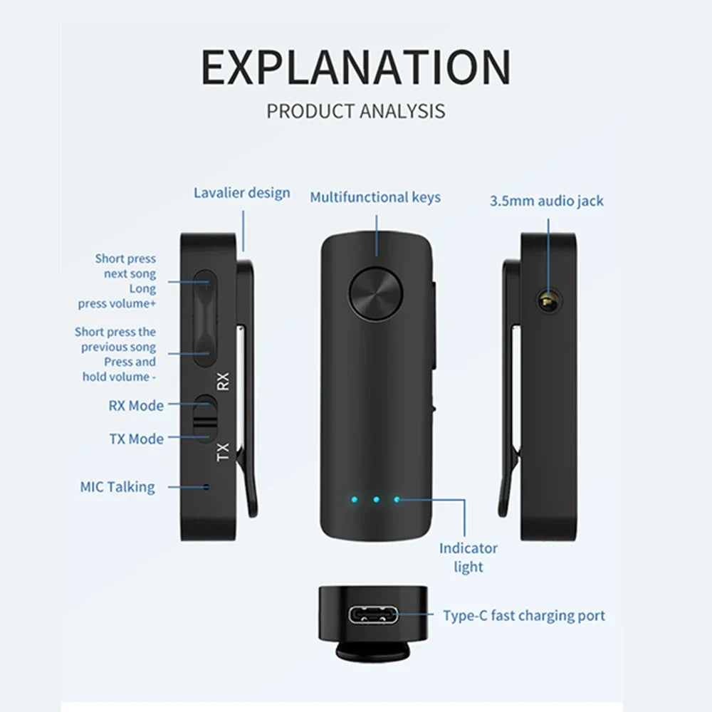 Bluetooth AUX Adapter for Car with Hands-Free Calling