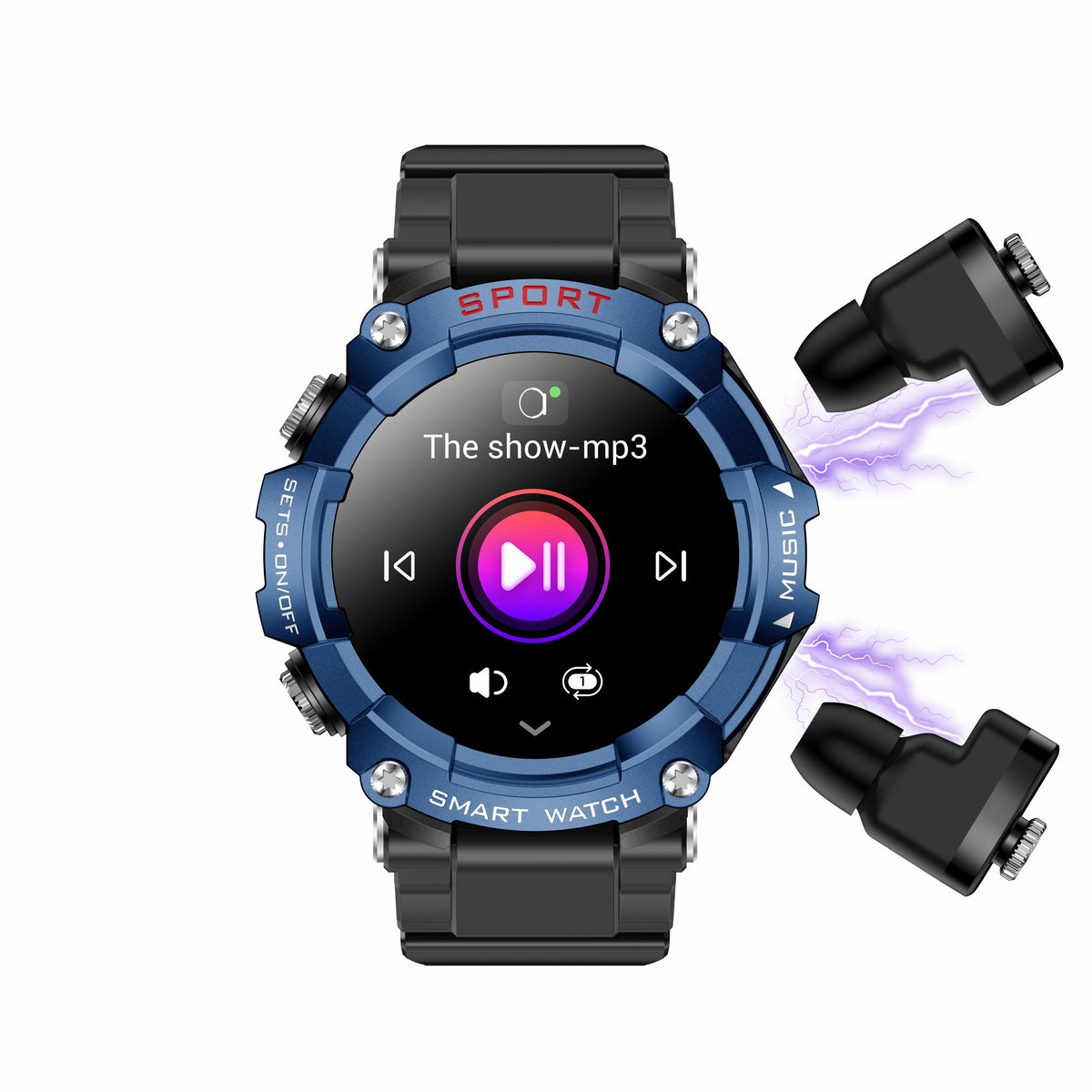 Smartwatch with Detachable TWS Earbuds for Workouts