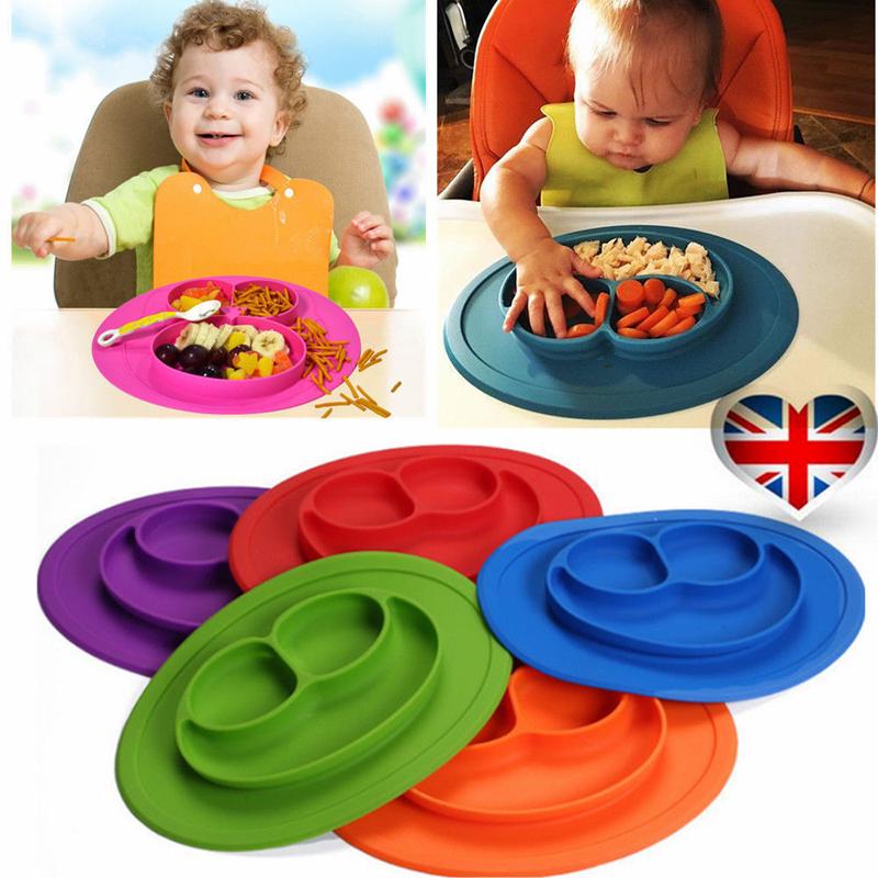 Non-Slip Silicone Toddler Plate and Placemat, Food-Grade