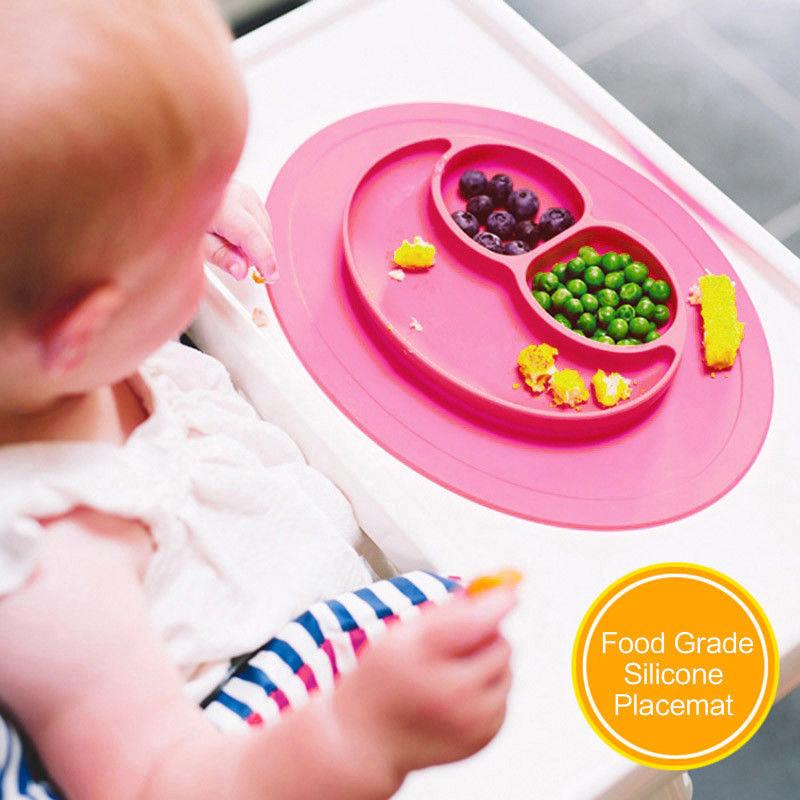 Non-Slip Silicone Toddler Plate and Placemat, Food-Grade