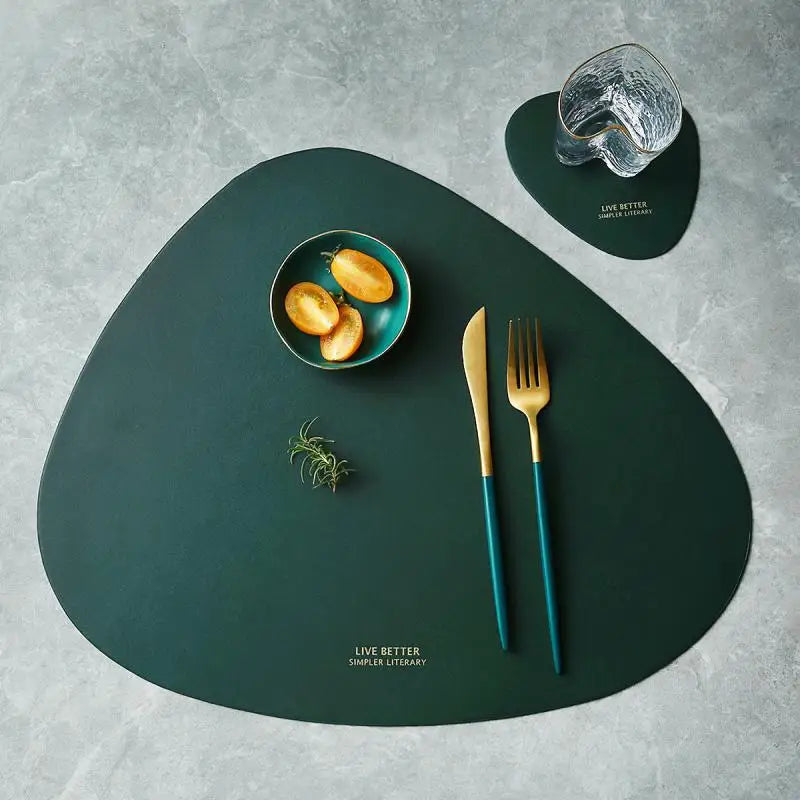 PU Leather Placemat and Coaster Set for Dining Table