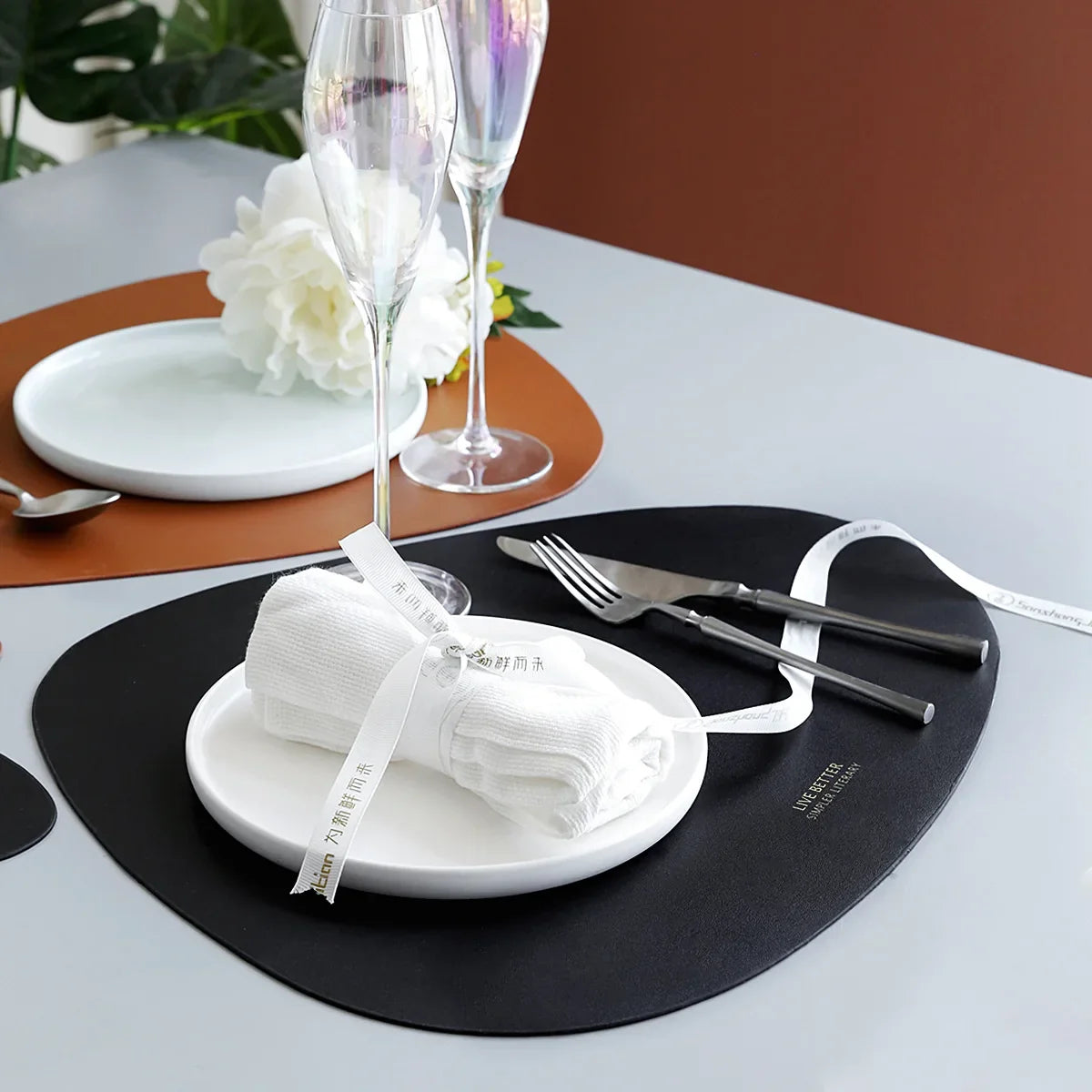 PU Leather Placemat and Coaster Set for Dining Table