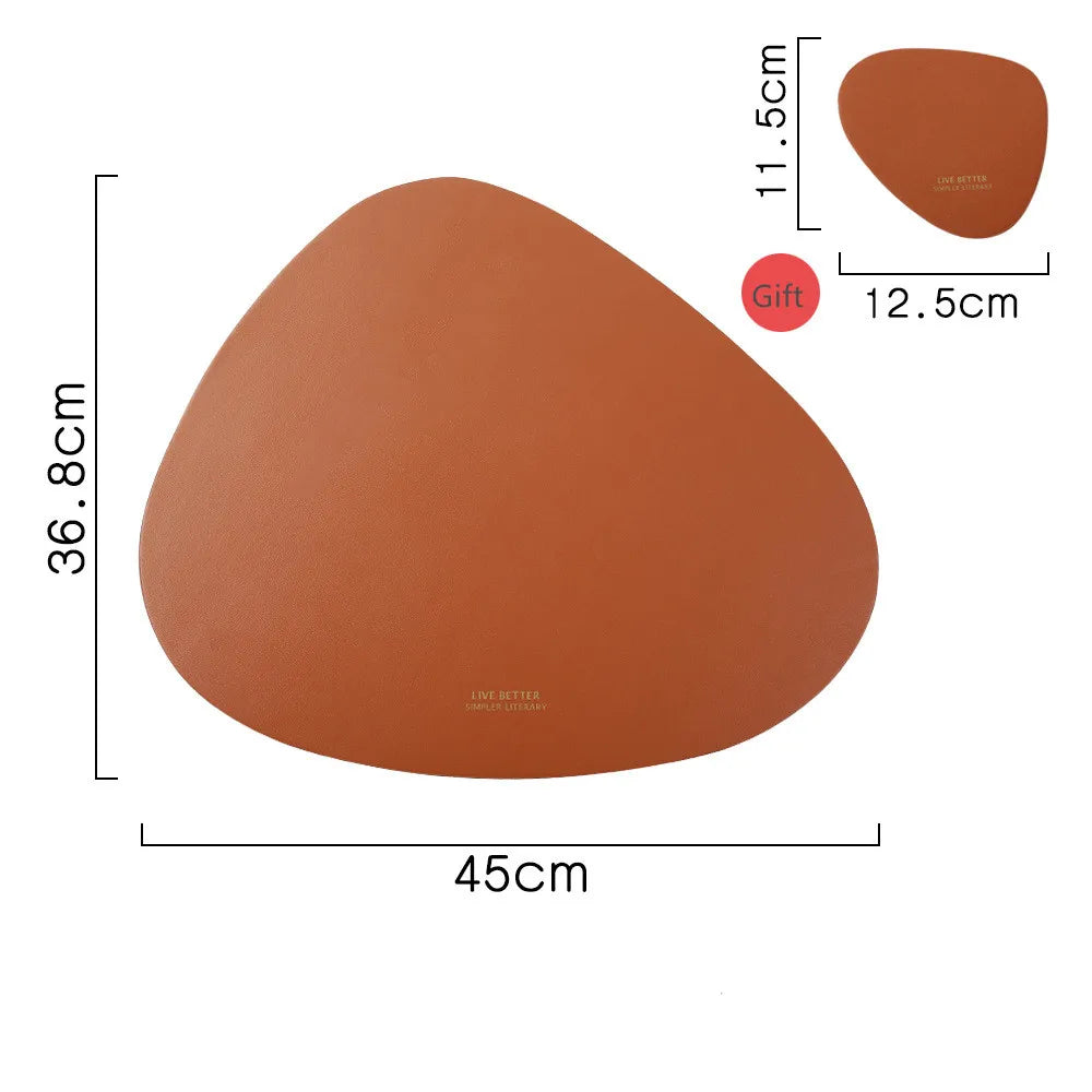 PU Leather Placemat and Coaster Set for Dining Table