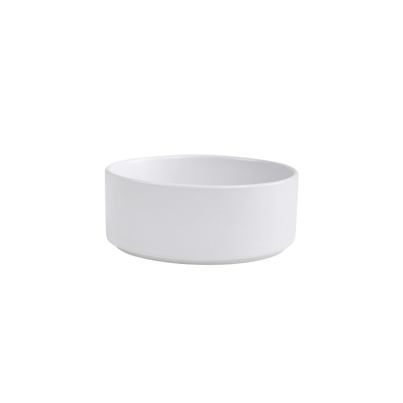 Elevated Ceramic Bowl With Wood Stand, Pet or Kitchen