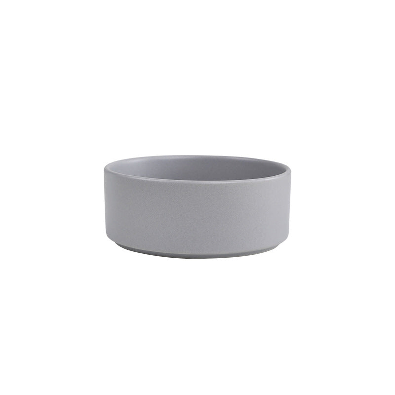 Elevated Ceramic Bowl With Wood Stand, Pet or Kitchen