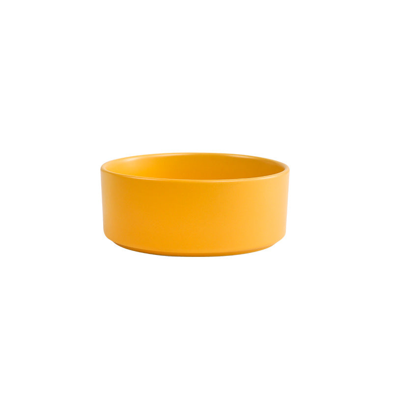 Elevated Ceramic Bowl With Wood Stand, Pet or Kitchen