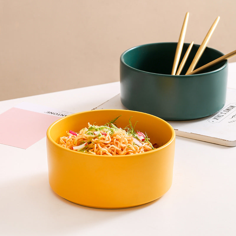 Elevated Ceramic Bowl With Wood Stand, Pet or Kitchen
