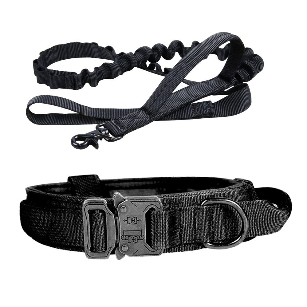 Tactical Dog Collar & Leash Set With Shock-Absorbing Grip