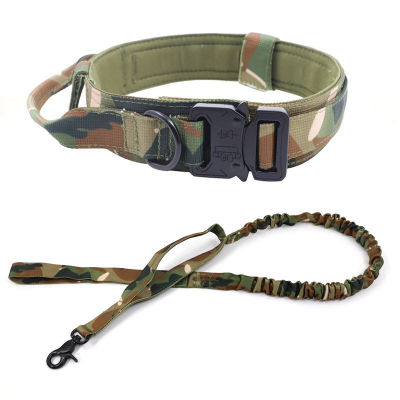 Tactical Dog Collar & Leash Set With Shock-Absorbing Grip