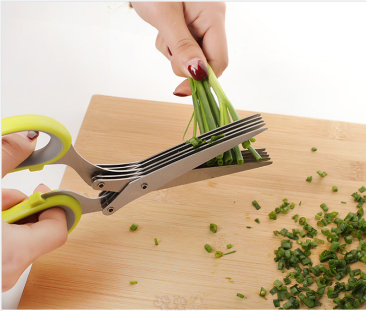 Five-Blade Stainless Herb Scissors for Green Onions