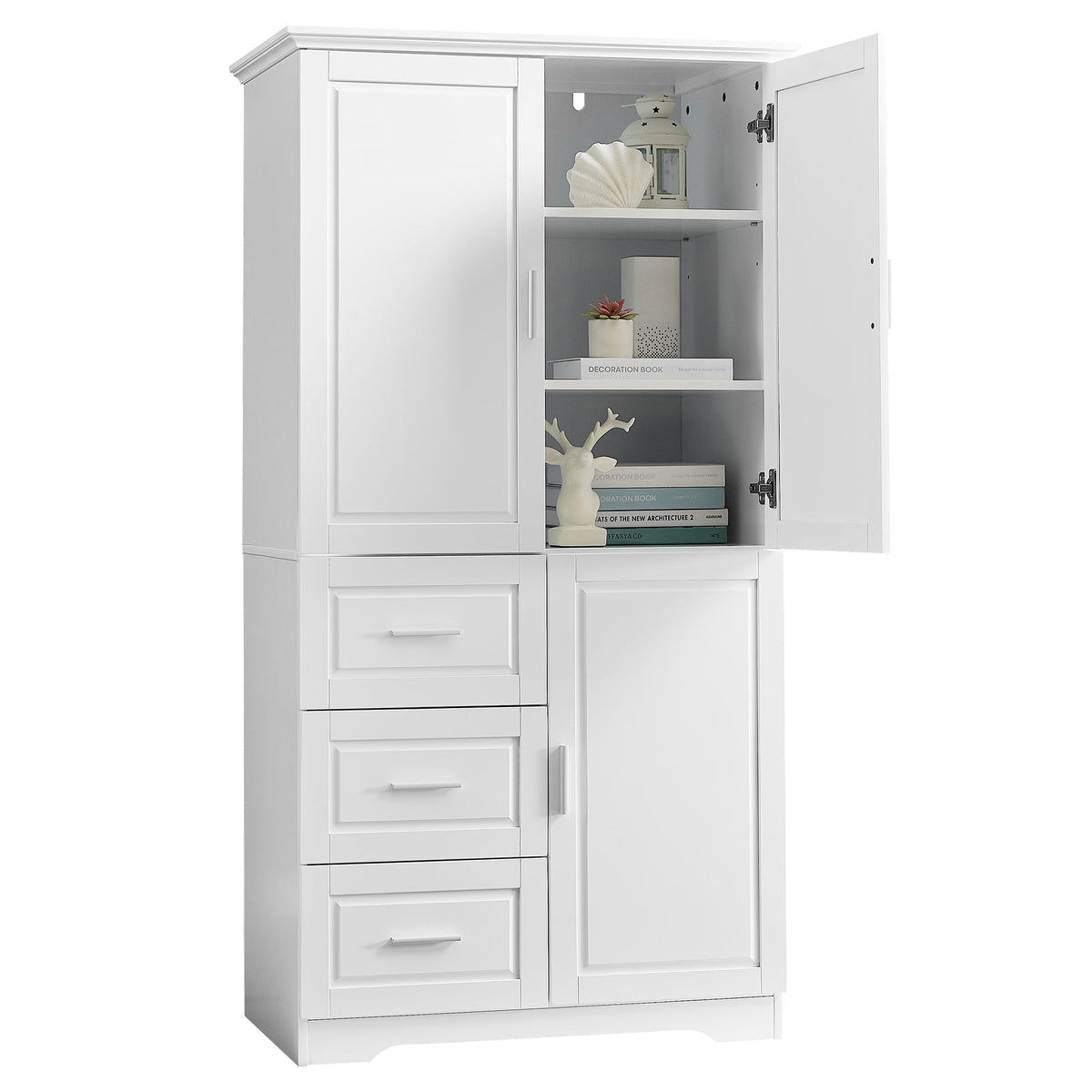Freestanding Bathroom Storage Cabinet with Doors & Drawers