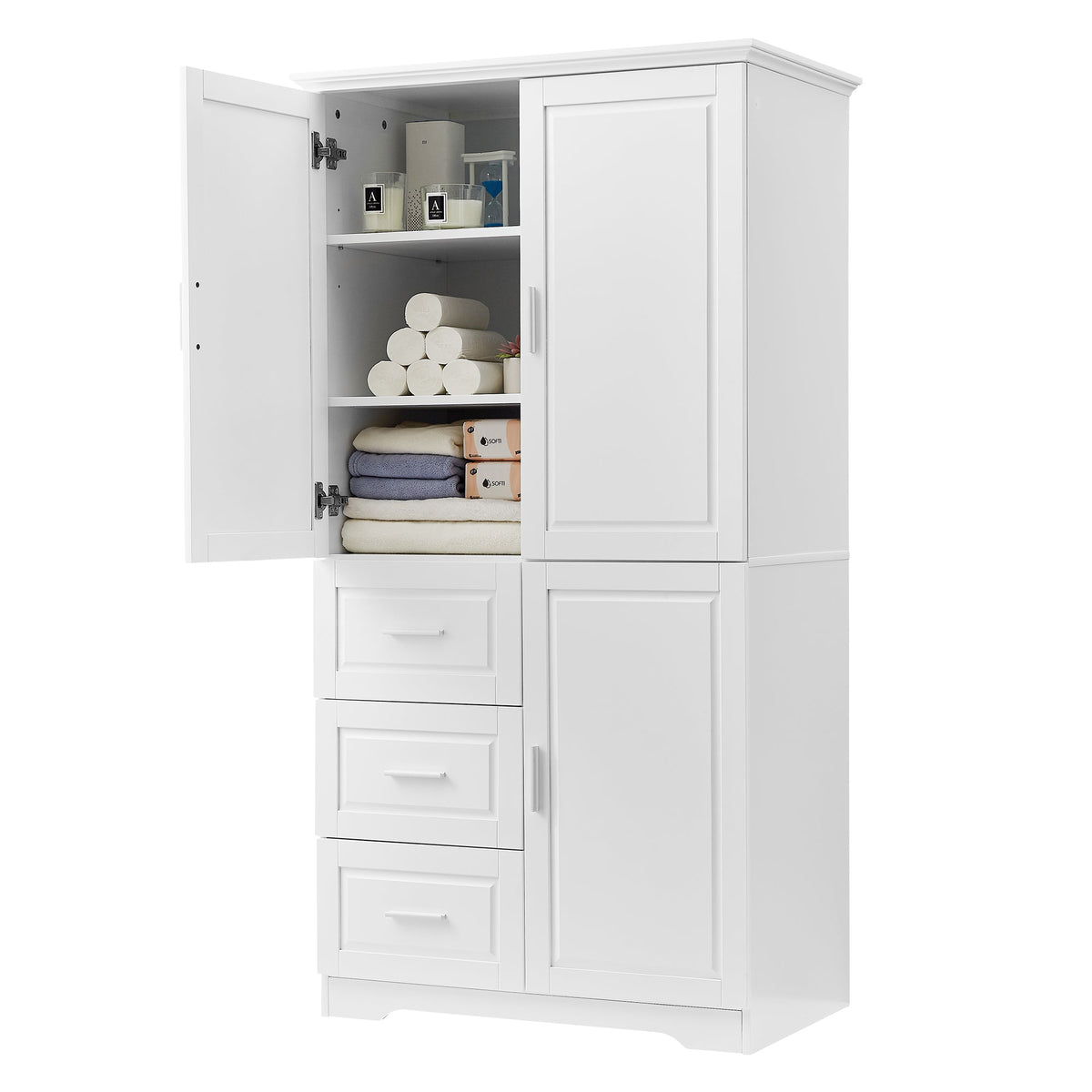 Freestanding Bathroom Storage Cabinet with Doors & Drawers