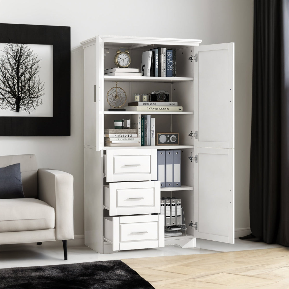 Freestanding Bathroom Storage Cabinet with Doors & Drawers