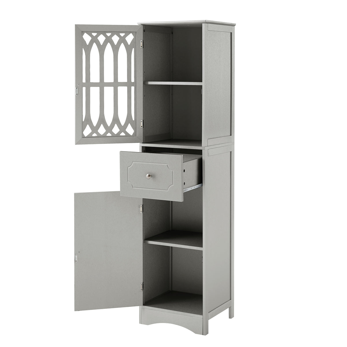 Tall Bathroom Cabinet with Drawer and Adjustable Shelf