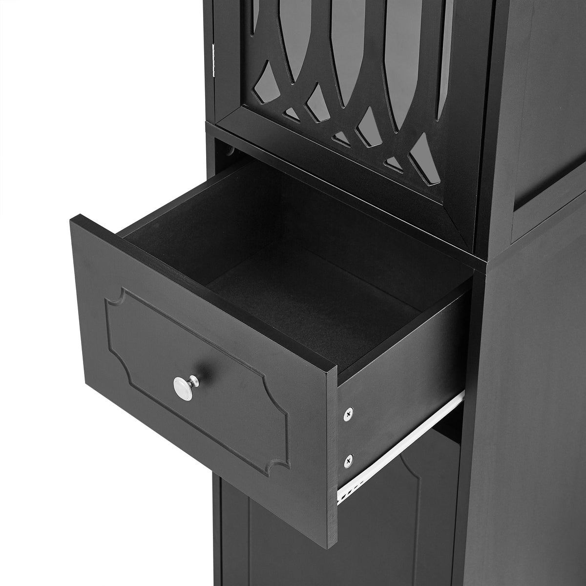 Tall Bathroom Cabinet with Drawer, Doors & Adjustable Shelf
