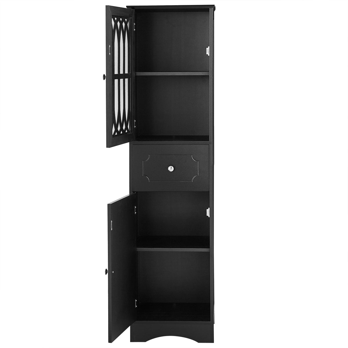 Tall Bathroom Cabinet with Drawer, Doors & Adjustable Shelf