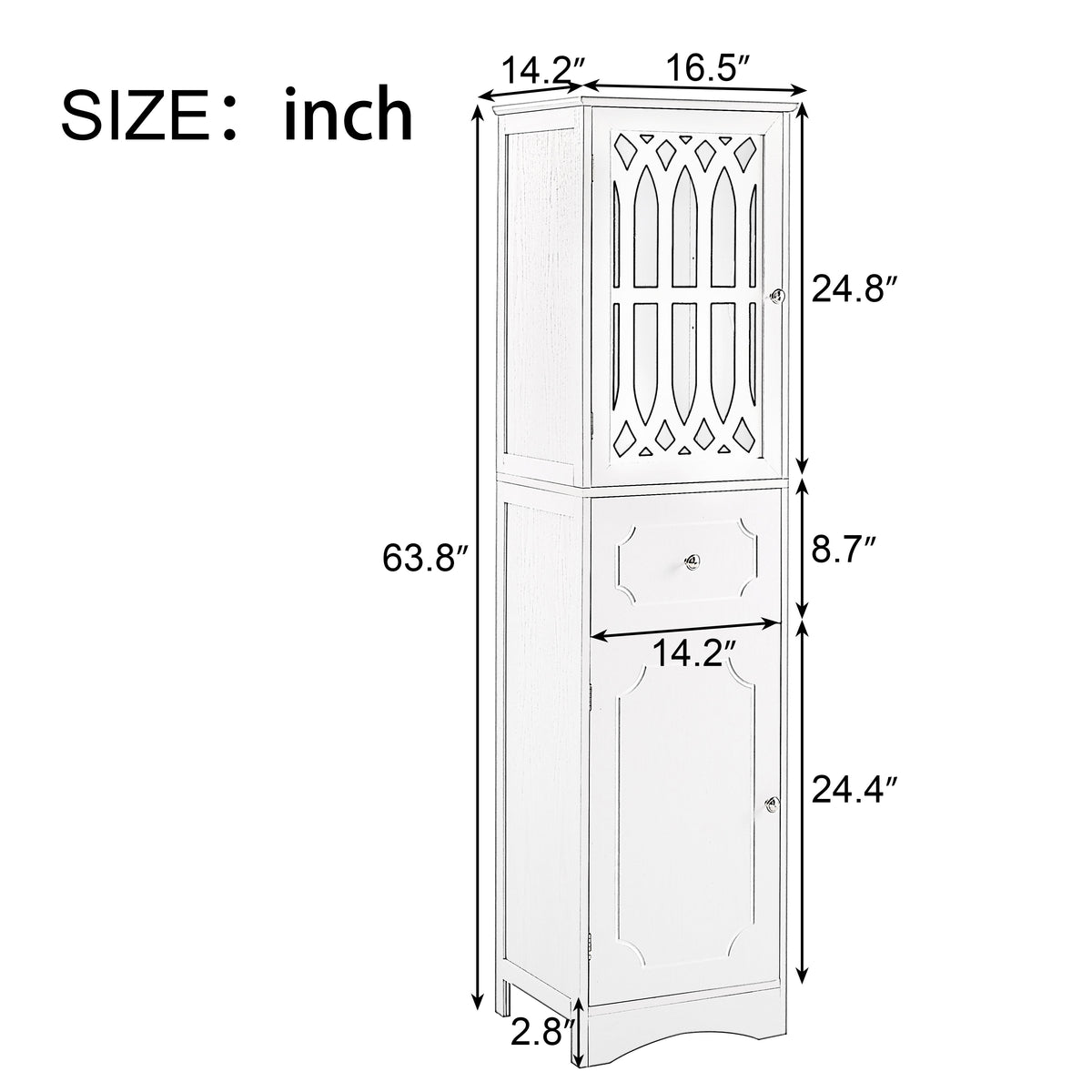 Tall Bathroom Cabinet with Drawer and Adjustable Shelf