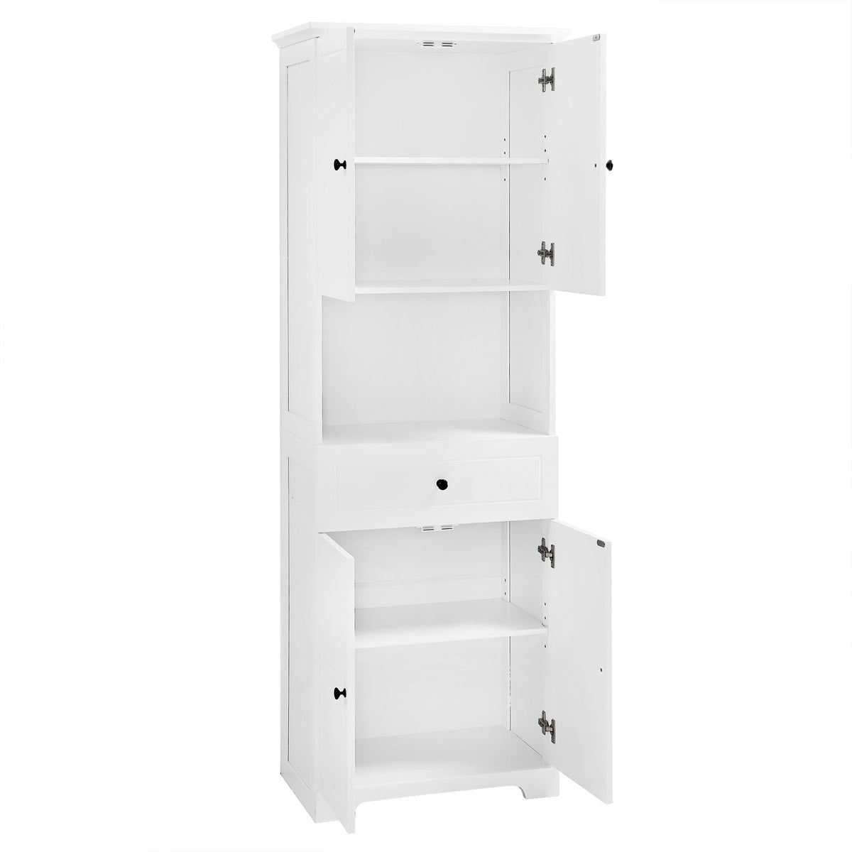 Tall Bathroom Storage Cabinet with Doors and Open Shelf