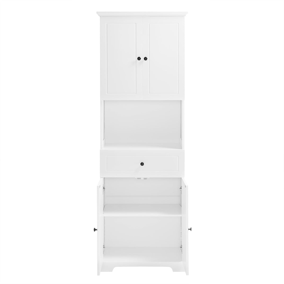 Tall Bathroom Storage Cabinet with Doors and Open Shelf