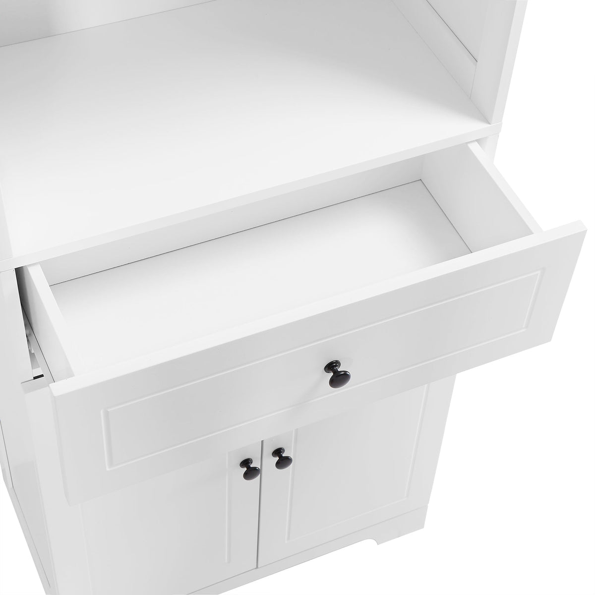 Tall Bathroom Storage Cabinet with Doors and Open Shelf