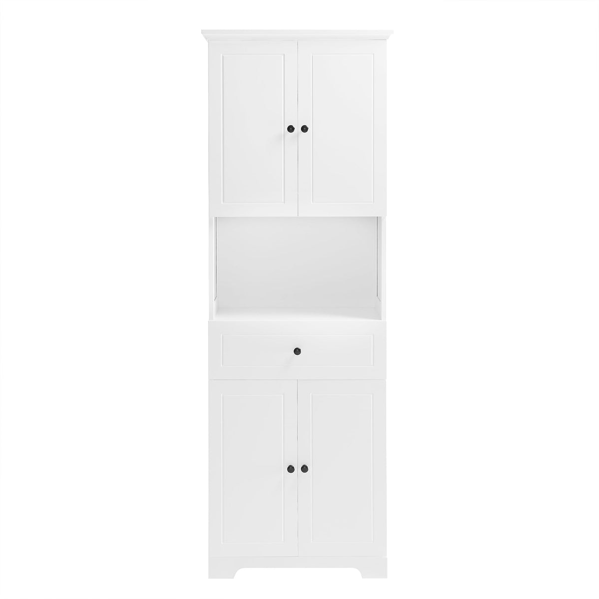 Tall Bathroom Storage Cabinet with Doors and Open Shelf