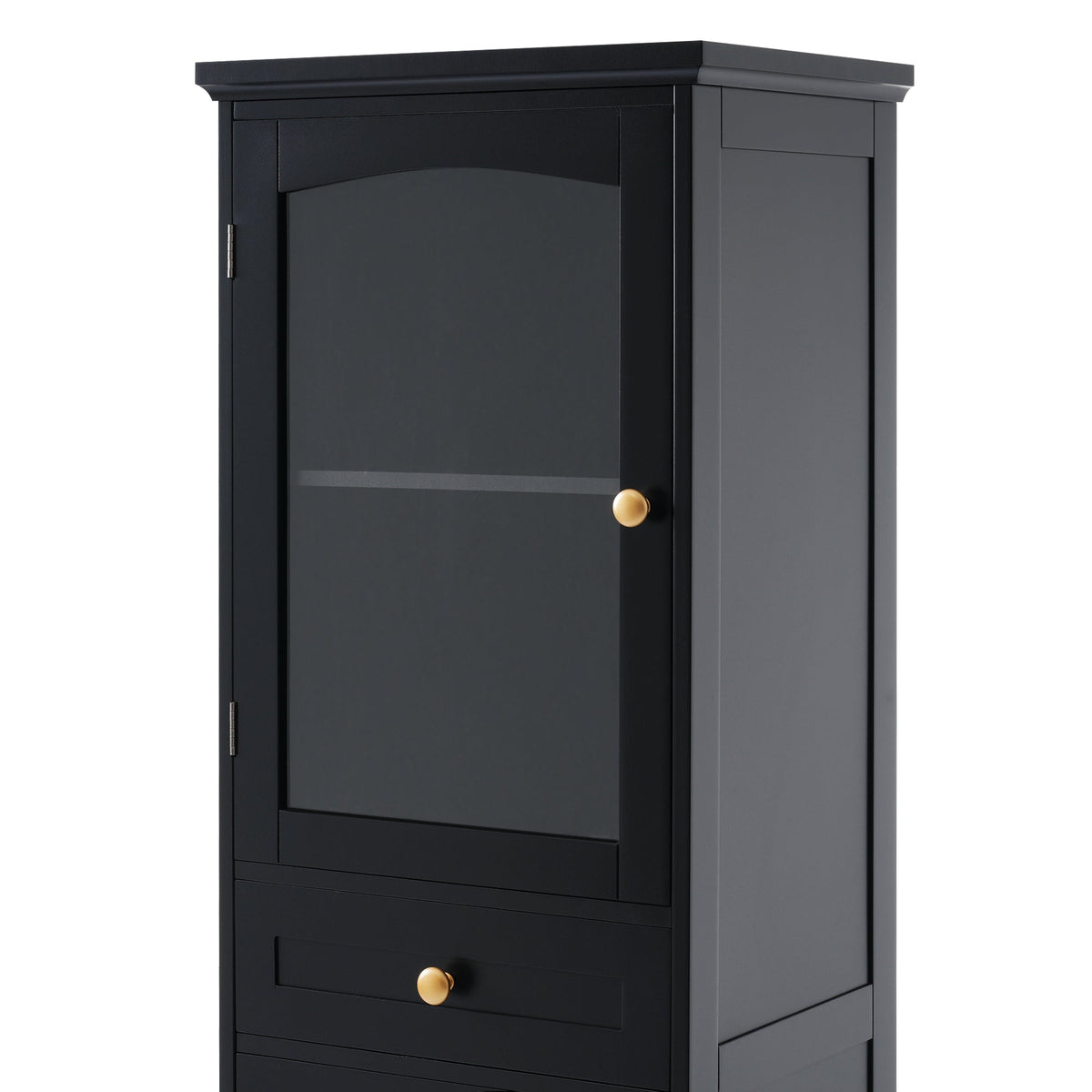 Tall Bathroom Storage Cabinet with Glass Door and Drawers