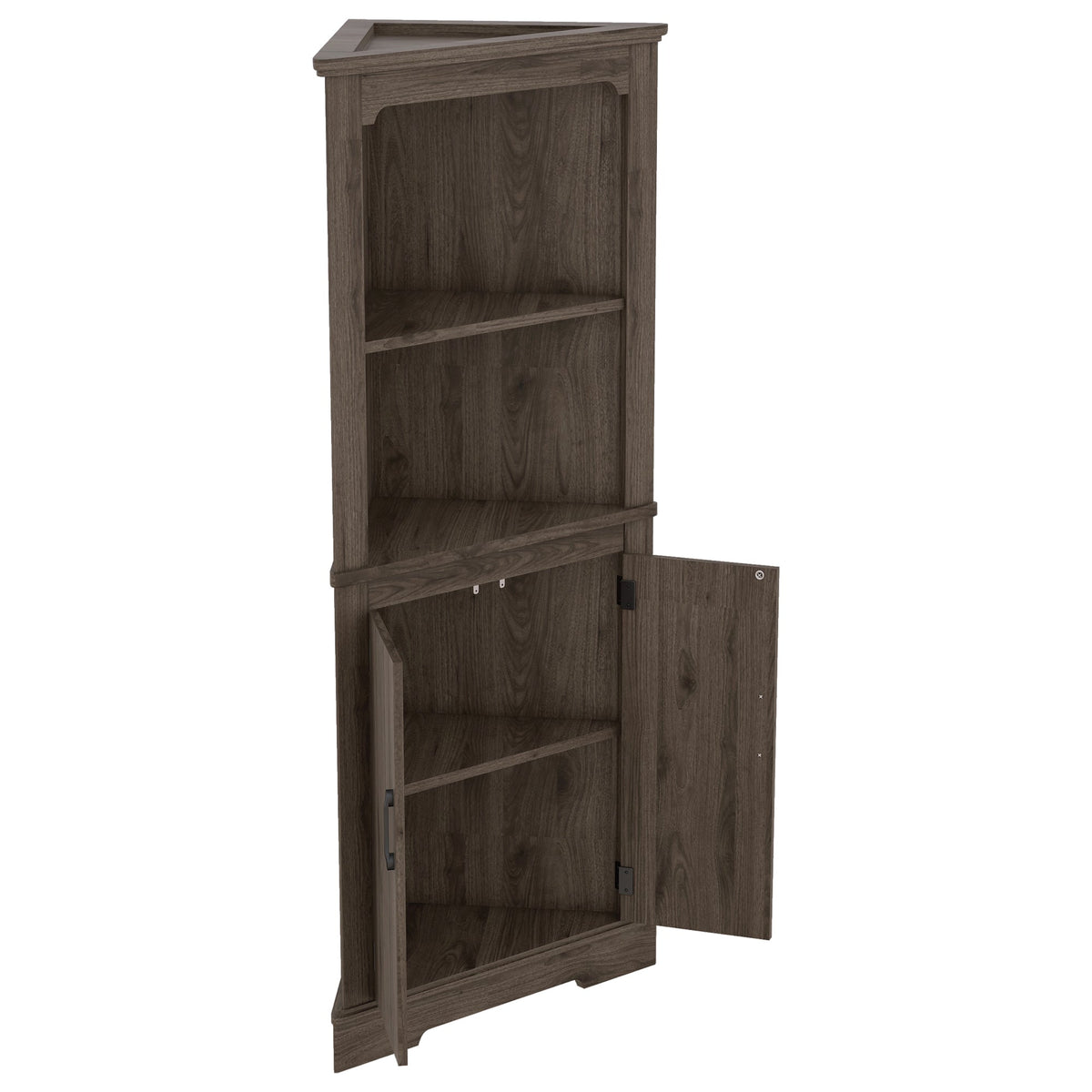 Tall Corner Cabinet with Doors and Display Storage