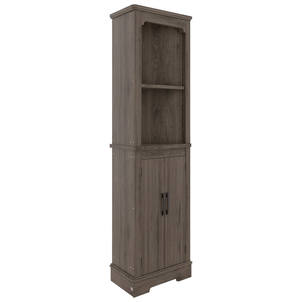 Tall Corner Cabinet with Doors and Display Storage
