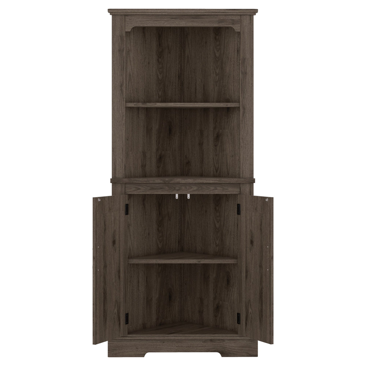 Tall Corner Cabinet with Doors and Display Storage