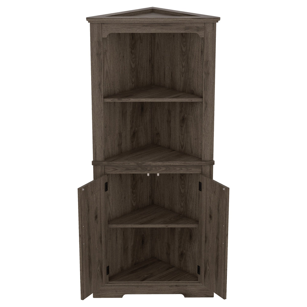 Tall Corner Cabinet with Doors and Display Storage