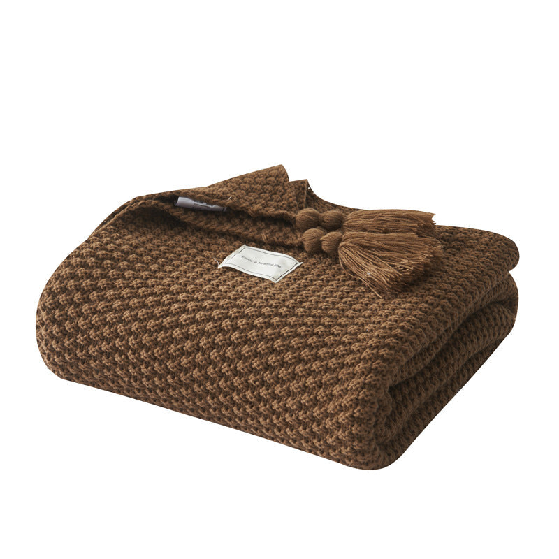 Chunky Knit Wool Blanket with Tassels for Cozy Warmth