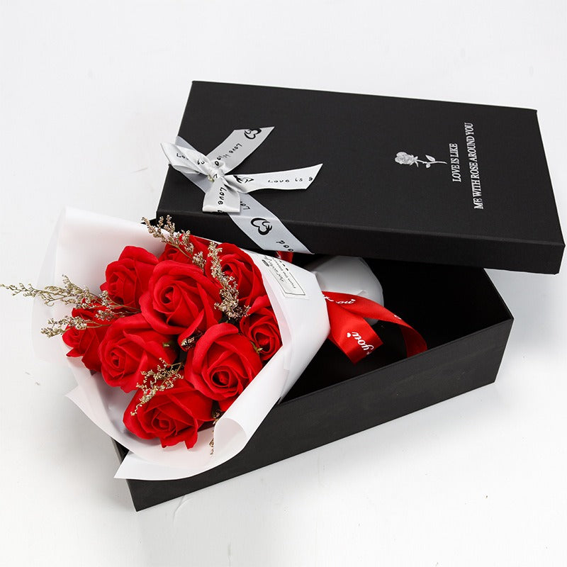 Nine-Rose Gift Bouquet in Box for Lasting Memories