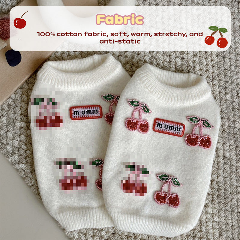 Small Dog Winter Sweater | Fruit-Print Knit Comfort