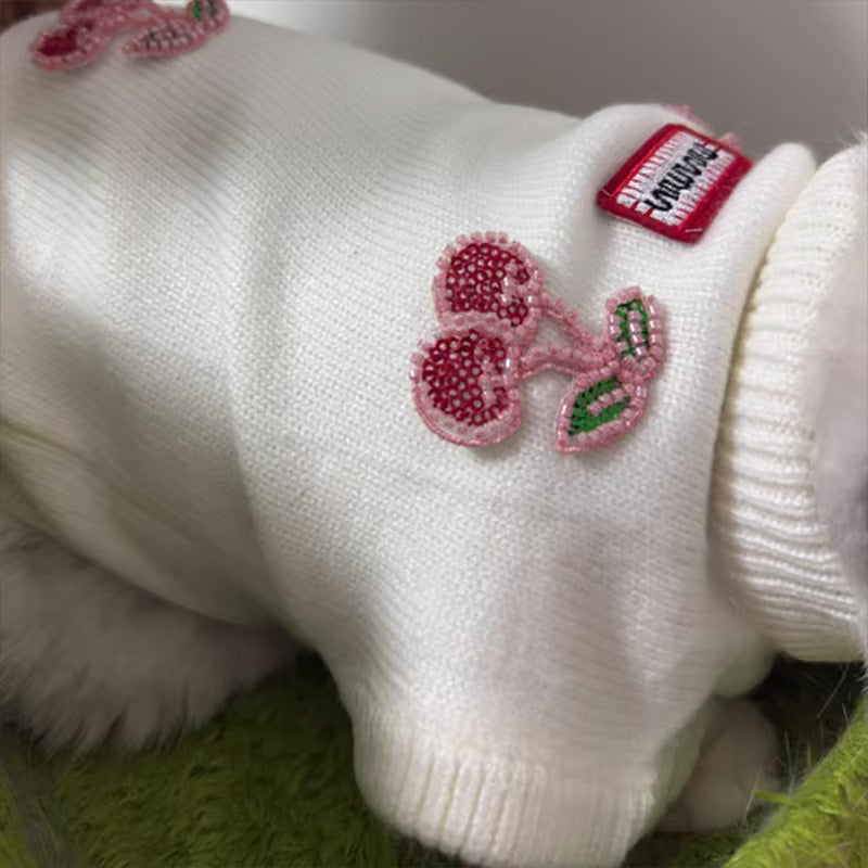 Small Dog Winter Sweater | Fruit-Print Knit Comfort