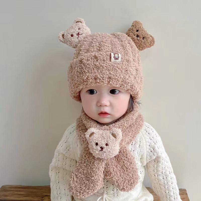 Teddy Bear Hat and Scarf Set for Cozy Winter Days