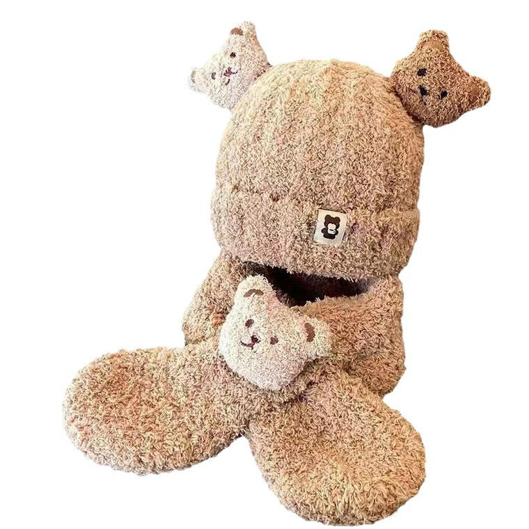 Teddy Bear Hat and Scarf Set for Cozy Winter Days