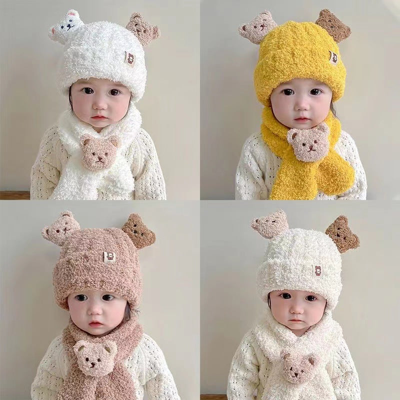 Teddy Bear Hat and Scarf Set for Cozy Winter Days